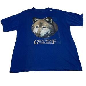VINTAGE GREY WOLF MEGA PRINT NATURE TEE SHIRT MENS SIZE XL